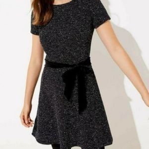 LOFT Black Tweed Shift Dress